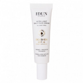 IDUN Ultra Light Daily Face Cream SPF50 Īpaši viegls dienas sejas krēms ar niacinamīdu visiem ādas tipiem 30ml