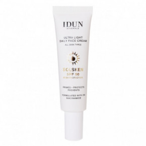 IDUN Ultra Light Daily Face Cream SPF50 Ypač lengvas dieninis veido kremas su niacinamidu 30ml