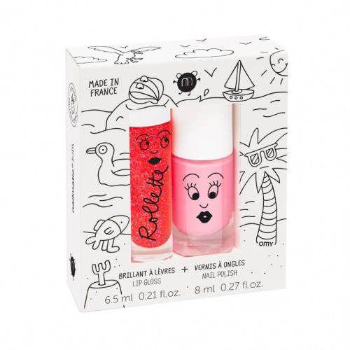 Nailmatic Kids HOLIDAYS Rollette Nail Polish Duo Set Nagų lako ir lūpų blizgio rinkinys 1vnt.