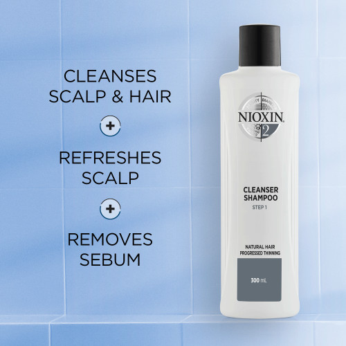 Nioxin SYS2 Cleanser Shampoo Plaukų ir galvos odos šampūnas natūraliems, stipriai retėjantiems plaukams 300ml