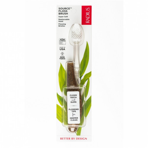 Radius Source Floss Brush Supersoft Dantų šepetėlis su pakeičiama galvute Medinis