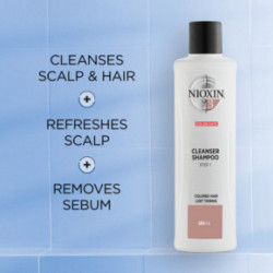 Nioxin SYS3 Cleanser Shampoo Plaukų ir galvos odos šampūnas dažytiems, nestipriai retėjantiems plaukams 300ml