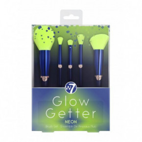 W7 Cosmetics Glow Getter Neon Makeup Brush Set Makiažo šepetėliai Rinkinys