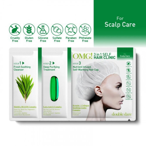 OMG 3 in 1 Self Hair Clinic For Scalp Care Trijų žingsnių plaukų ir galvos odos procedūra Rinkinys