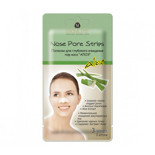 Skinlite Nose Pore Strips Aloe Nosies porų juostelės 3vnt