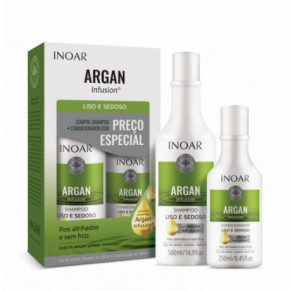 Inoar Argan Infusion Smooth and Silky Duo Kit Glotnių ir švelnių plaukų rinkinys 500ml+250ml
