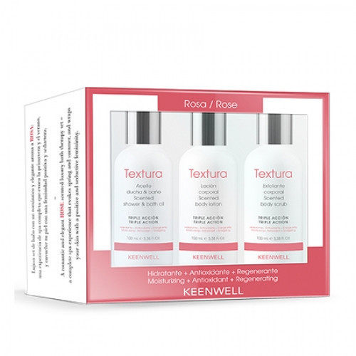 Keenwell Textura Rose Triple Set Rožių kvapo vonios rinkinys 100ml+100ml+100ml