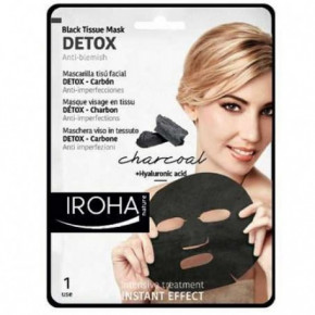 IROHA Black Tissue Detox Facial Mask Charcoal Detoksikuojanti veido kaukė su anglimi, popierinė 23ml