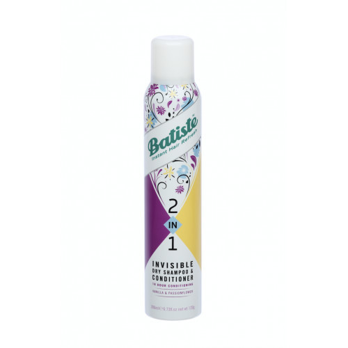 Batiste 2 in 1 Vanilla & Passionflower Dry Shampoo Sausas plaukų šampūnas ir kondicionierius 200ml