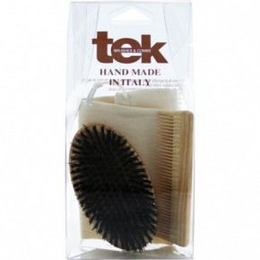 TEK Ash Wood Beard Brush and Comb Gift Set Rinkinys barzdos plaukų priežiūrai