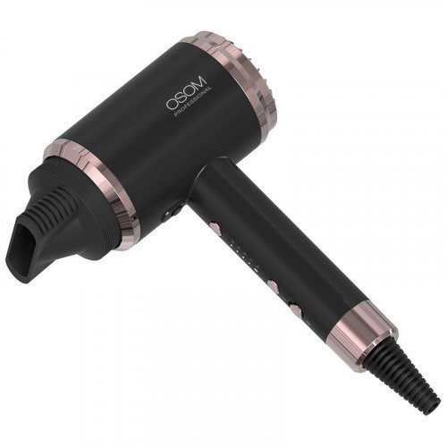 OSOM Professional Hair Dryer Plaukų džiovintuvas su neigiamų jonų generavimo technologija - pažeista pakuotė Black