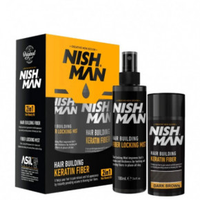Nishman Hair Building Keratin Fiber & Locking Mist Set Medium Brown