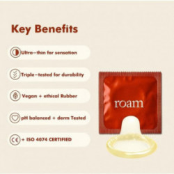 Roam Natural Latex Ultra-Thin Condoms Slim Fit Itin ploni prezervatyvai 12 vnt.