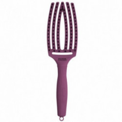 Olivia Garden Fingerbrush Think Pink Lenktas kiauryminis plaukų šepetys mišriais šereliais Bright Pink