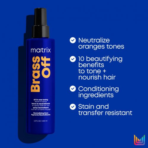 Matrix Total Results Brass Off All-In-One Toning Leave In Spray Geltonį neutralizuojantis purškiklis 200ml