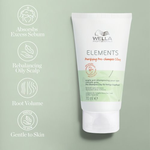 Wella Professionals Elements Pre Shampoo Clay Valantis molis riebiai galvos odai 70ml