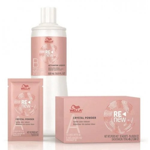 Wella Professionals Renew Crystal Powder Švelnūs plaukų spalvos šalinimo milteliai 5x9g