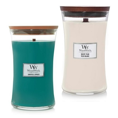 WoodWick White Teak + Juniper & Spruce Žvakių rinkinys