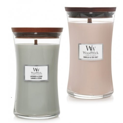 WoodWick Vanilla & Sea Salt + Lavender & Cedar Žvakių rinkinys