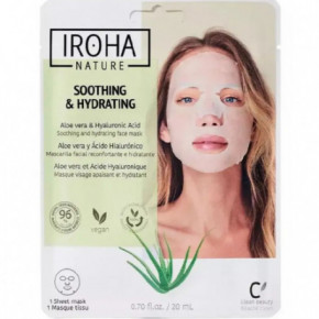 IROHA Moisturizing Aloe + Hyaluronic Acid Nomierinoša, atjaunojoša sejas maska ar Aloe Vera un hialuronskābi 23ml