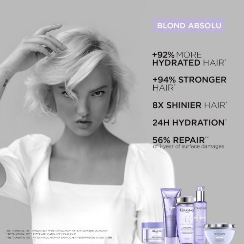 Kérastase Blond Absolu Masque Ultra-Violet Drėkinamoji, geltonus šviesintų plaukų tonus neutralizuojanti kaukė 200ml