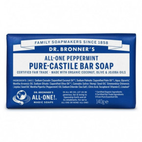Dr. Bronner's Peppermint Pure-Castile Bar Soap Ekologiškas kietas muilas 140g