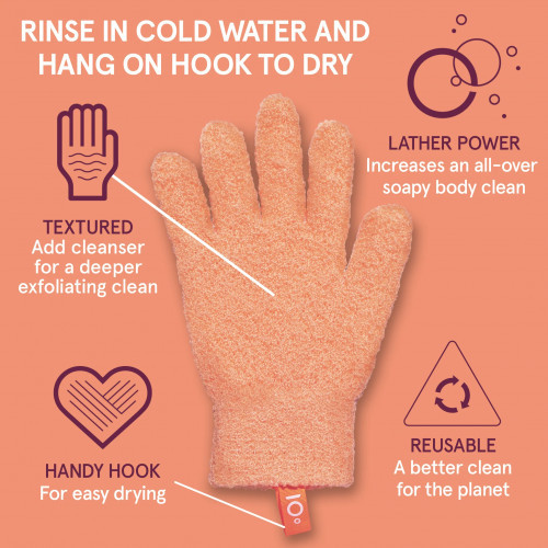 Cleanlogic Bath & Body Exfoliating Body Gloves Šveičiamosios kūno pirštinės 1 pora