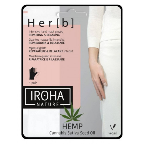 IROHA Hand Mask Gloves Cannabis Seed Oil Kaukė rankoms 1 pora