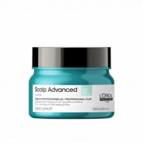 L'Oréal Professionnel Scalp Advanced Anti-Oiliness 2-In-1 Deep Purifier Clay Šampoon - sügavpuhastav savimask rasusele peanahale 250ml