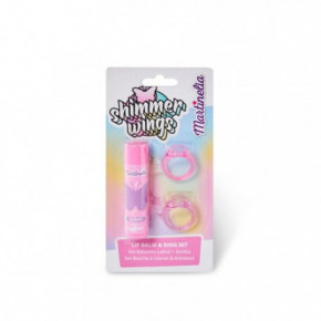 Martinelia Shimmer Wings Lip Balm & Ring Set Huulepalsami ja sõrmuste komplekt lastele Raspberry