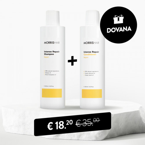 MorrisHair Intense Repair Duo Set Šampūnas pažeistiems plaukams + kondicionierius dovanų