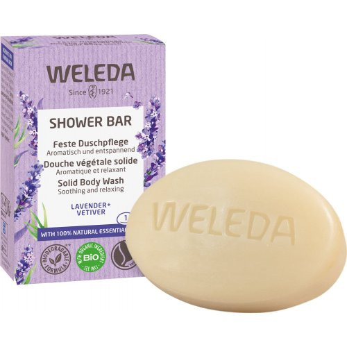 Weleda Shower Bar Solid Body Wash Lavender + Vetiver Dušo muilas su levandomis ir vetiverijomis 75g