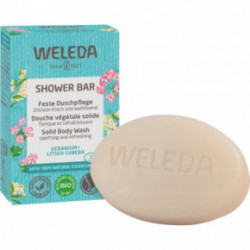 Weleda Shower Bar Solid Body Wash Geranium + Litsea Cubeba Dušo muilas su snapučiais ir japoniniais laureniais 75g
