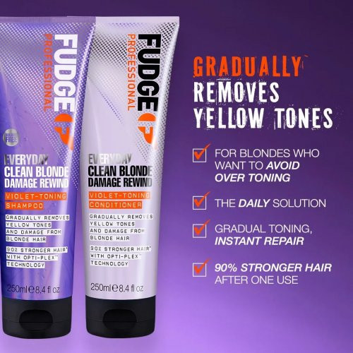 Fudge Professional Everyday Clean Blonde Damage Rewind Conditioner Palaipsniui tonuojantis kondicionierius 250ml