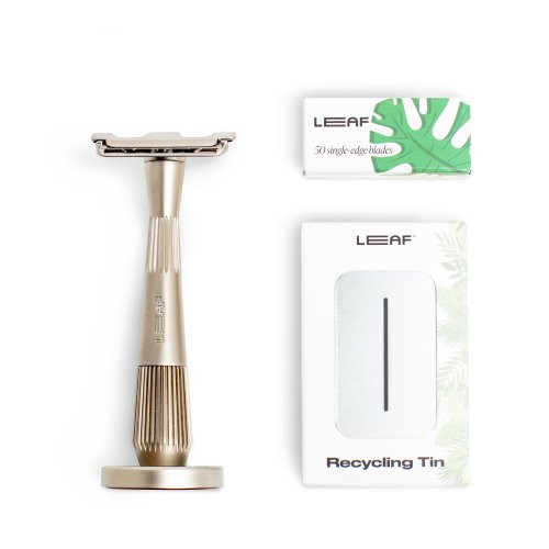 Leaf Shave Twig Single Edge Kit Rinkinys su vienašmeniu skustuvu Chrome