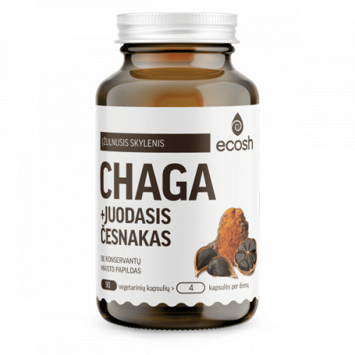Ecosh Chaga Supplement Chaga su juoduoju česnaku 90 kapsulių