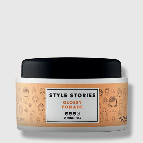 AlfaParf Milano Style Stories Glossy Pomade Stiprios fiksacijos pomada 100ml