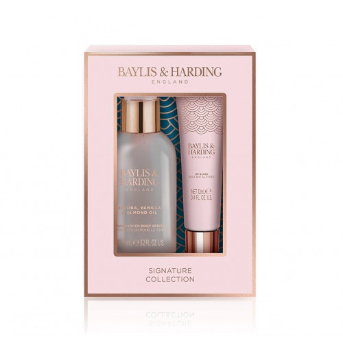 Baylis & Harding Jojoba, Vanilla & Almond Oil Luxury Instant Glam Gift Set Prabangus kūno priežiūros priemonių rinkinys 95ml + 12ml