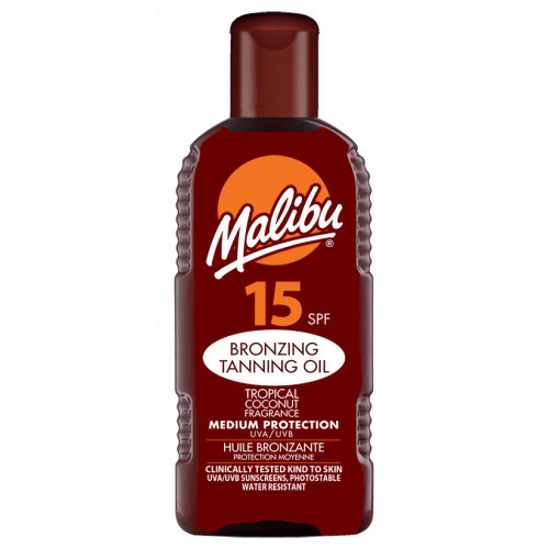 Malibu Bronzing and Tanning Oil With SPF15 Apsauginis bronzinio įdegio aliejus 200ml