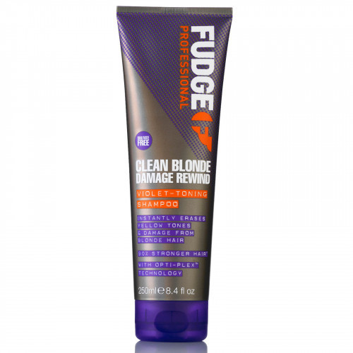 Fudge Professional Clean Blonde Damage Rewind Violet Shampoo Tonuojantis atkuriantis violetinis šampūnas 250ml