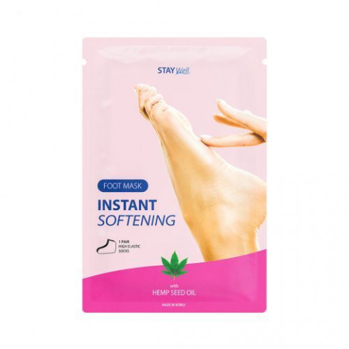 STAY WELL Instant Softening Foot Mask Hemp Seed Oil Minkštinamoji pėdų kaukė su kanapių sėklų aliejumi 1 pora