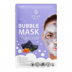 STAY WELL Deep Cleansing Bubble Mask Charcoal Dziļi attīroša, nomazgājamā lokšņu sejas maska 1gab.