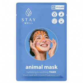 STAY WELL Animal Tiger Hydrating & Soothing Sheet Drėkinanti ir raminanti veido kaukė 1vnt.