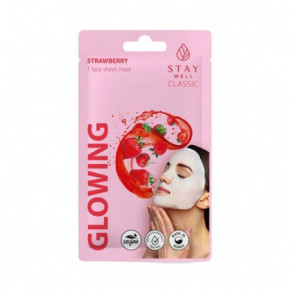 STAY WELL Classic Mask Glowing Strawberry Švytėjimo suteikianti veido kaukė 1vnt.