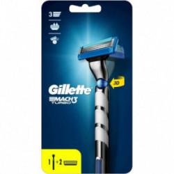 Gillette Mach3 Turbo Razor Handle and Refills Skustuvo rankena ir dvi galvutės Rinkinys