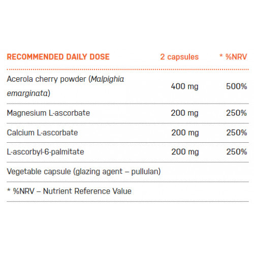 Ecosh Bioactive Vitamin C with Acerola Biologiškai aktyvus vitaminas C su acerola 90 kapsulių