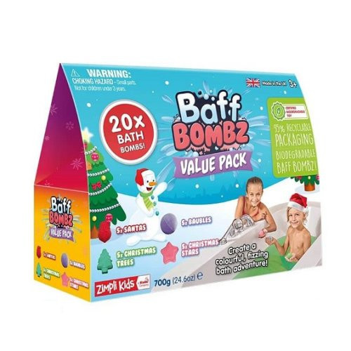 Zimpli Kids Christmas Baff Bombz Value Set Kalėdinis šnypščiančių vonios bombų rinkinys vaikams