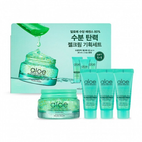Holika Holika Aloe Soothing Essence 80% Moist Firming Gel Cream Set Drėkinamasis veido gelio kremo 60ml + 3x20ml Rinkinys