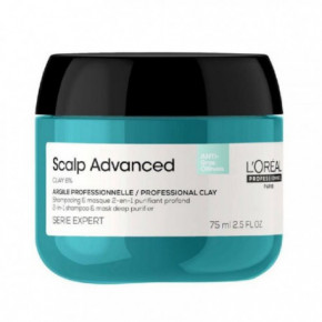 L'Oréal Professionnel Scalp Advanced Anti-Oiliness 2-In-1 Deep Purifier Clay Attīroša maska - šampūns taukainai galvas ādai 75ml