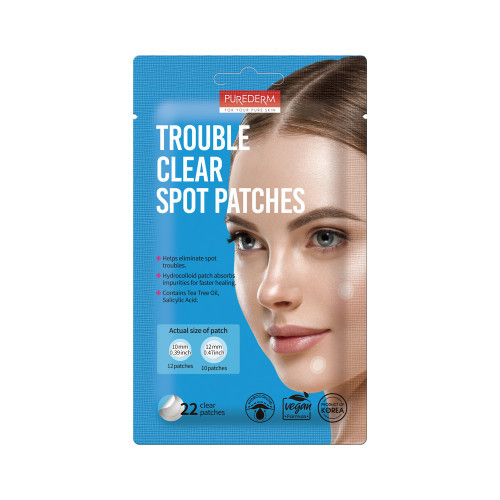 Purederm Trouble Clear Spot Patches Pleistrai nuo spuogų 22 vnt.